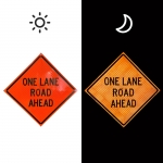 Roll Up Sign & Stand - 48 Inch One Lane Road Ahead Roll Up Reflective Traffic Sign